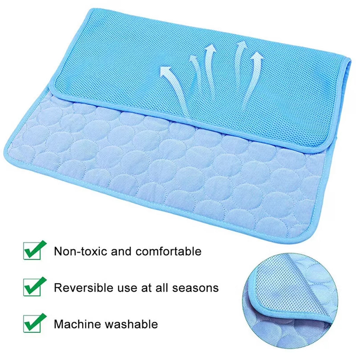 Pet Dog Cooling Mat, Foldable Self Cooling Pad, No Water or Refrigeration Required, Ice Silk Washable Sleeping Kennel Mat for Dog Cat Rabbit and Guinea Pig Cages, Large